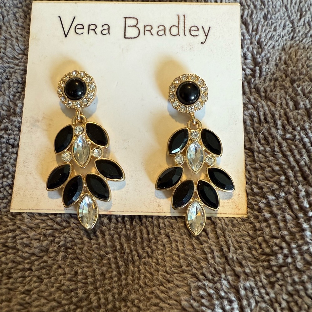 Vera Bradley Black and Gold Dangle Earrings